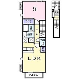 スカイクレバー 2階1LDKの間取り