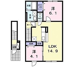 グランパレスA 2LDKの間取図画像