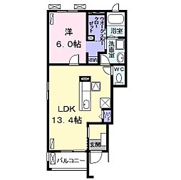アンジュ2 1LDKの間取図画像
