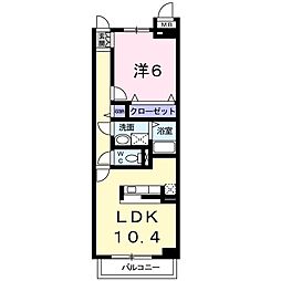 山王ハウス　Ｅ 2階1LDKの間取り