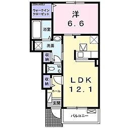 カーサ八万1 1LDKの間取図画像