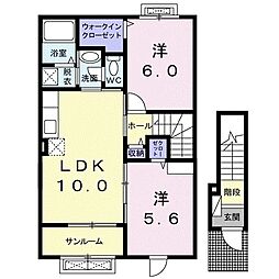アスコット 2LDKの間取図画像