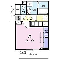 ジャスミンB 1Kの間取図画像