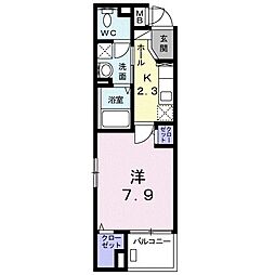 アンジェロフェリーチェ 1Kの間取図画像