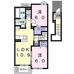 リメインβ 2LDKの間取図画像