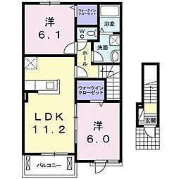 ファミール　ｆｕｌ　ｆｕｌ　Ａ 2階2LDKの間取り