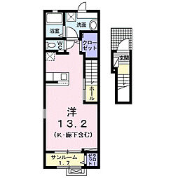 アメニティプレイス　I 2階ワンルームの間取り