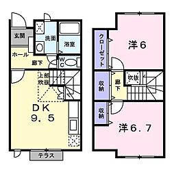 ガーネット新中浜 2DKの間取図画像