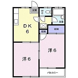 コーポマエヤシキ 2階2DKの間取り