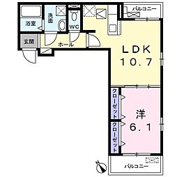 レイモンド・ジャルダン 1LDKの間取図画像