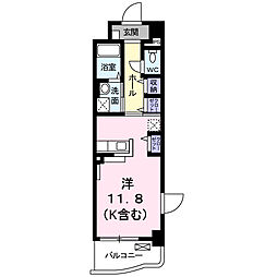 フォルシュ　アンジュ 3階ワンルームの間取り