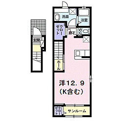 エレガンシアゼファー2 ワンルームの間取図画像