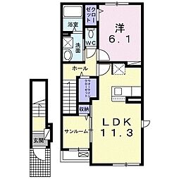パイン　ビレッジ 2階1LDKの間取り