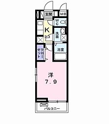 グランディオ春岡 1Kの間取図画像