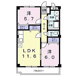 シャンブル・21 2LDKの間取図画像