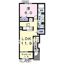 ノースウッズ 1LDKの間取図画像
