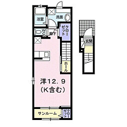 パルプラザB ワンルームの間取図画像