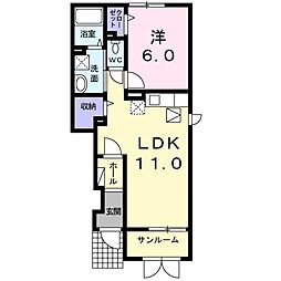 ラフレシ−ル　Ｂ 1階1LDKの間取り
