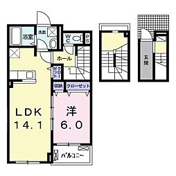 ラフィーネ 3階1LDKの間取り
