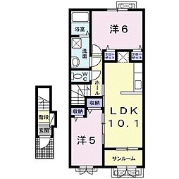 メイプルコート 2LDKの間取図画像