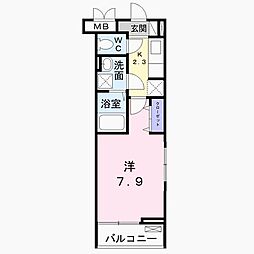 サニープレイス 3階1Kの間取り
