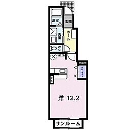 Ｉｎｔｅｒ　Ｏｎｅ 1階ワンルームの間取り