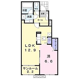 コンフォルト 1階1LDKの間取り