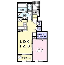 パストラルD 1LDKの間取図画像