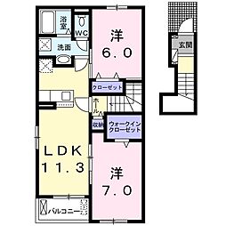 リヴァーサA 2LDKの間取図画像