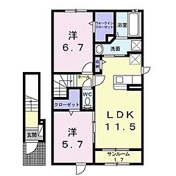 フェザント 2LDKの間取図画像