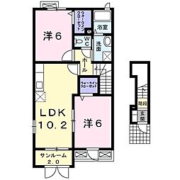 フィオレンテC 2LDKの間取図画像