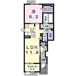 プラウド内免1 1LDKの間取図画像