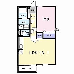 クレセントコーポ 2階1LDKの間取り