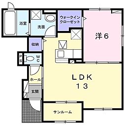 ローザ・ヴィレ2 1LDKの間取図画像