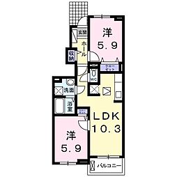 アルドールG 2LDKの間取図画像