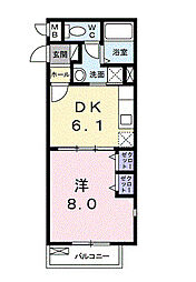 エスポワール北山 1DKの間取図画像