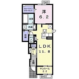 ヴァイオレット　I 1階1LDKの間取り