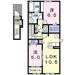 ワイレア2 2LDKの間取図画像