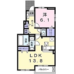 エスポワール　Ｃ 1階1LDKの間取り