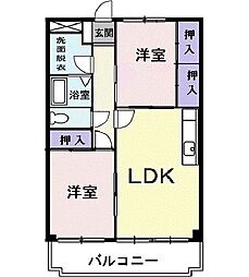 ハイブリッヂＢ 2階2LDKの間取り