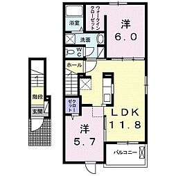 トリニティー岩村田2 2LDKの間取図画像