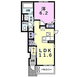カーサ　フェリーチェ 1階1LDKの間取り