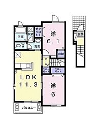 エレガンス・イリーデ2 2LDKの間取図画像