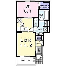 バン・ベール明D 1LDKの間取図画像