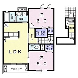 オーリヂン 2LDKの間取図画像