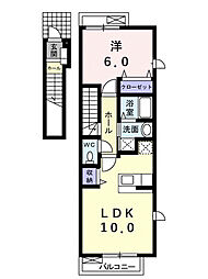 ハウス　クレメント　Ａ 2階1LDKの間取り