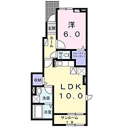 チェリーコートB 1LDKの間取図画像