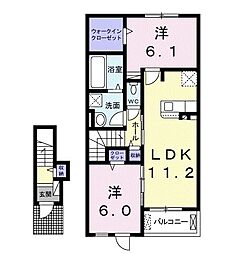 フロレゾン　Ｂ 2階2LDKの間取り
