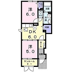 フランM・Y2 2DKの間取図画像