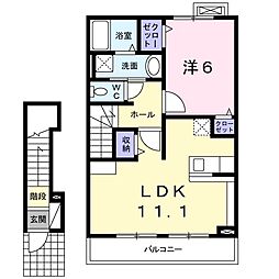 エンデバーA 1LDKの間取図画像